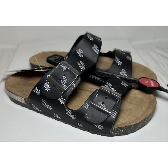 Womens FOCO NBA San Antonio Spurs Double Buckle Slide Sandals Size S (5-6) - Picture 2 of 6